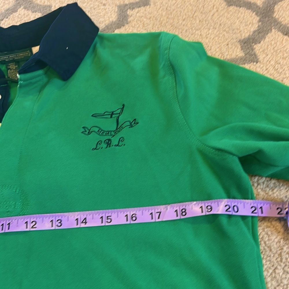 Lauren Ralph Lauren MCMLXVII Green Polo Shirt Size XL embroidered ,patch on back - Picture 6 of 8